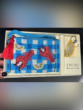 🦞🍋✨Host Pick ✨SOL & MER Hand Beaded Lobster Lemon Wristle/ Keychain 2 Pc Set